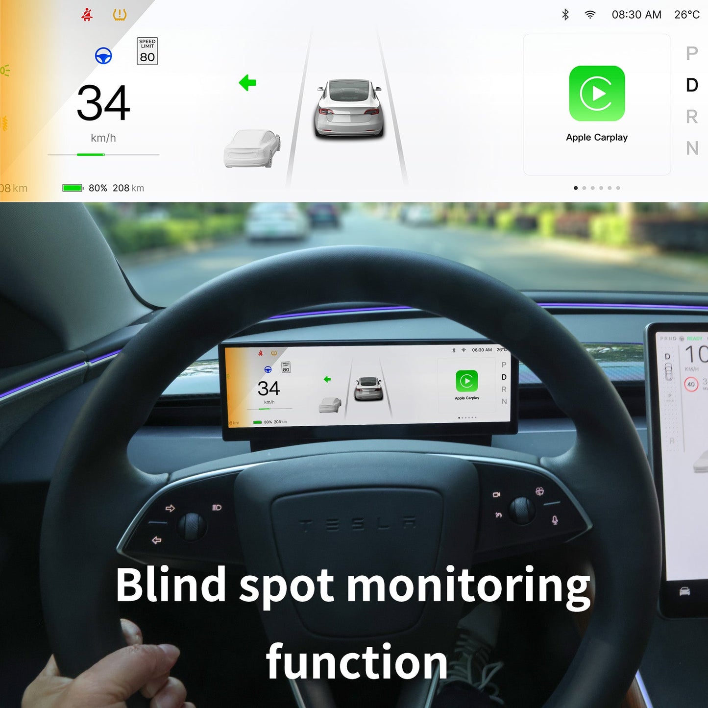 SATONIC 10.88″ CarPlay Screen For Model Y Juniper & Model 3 Highland | Wireless CarPlay & Android Auto