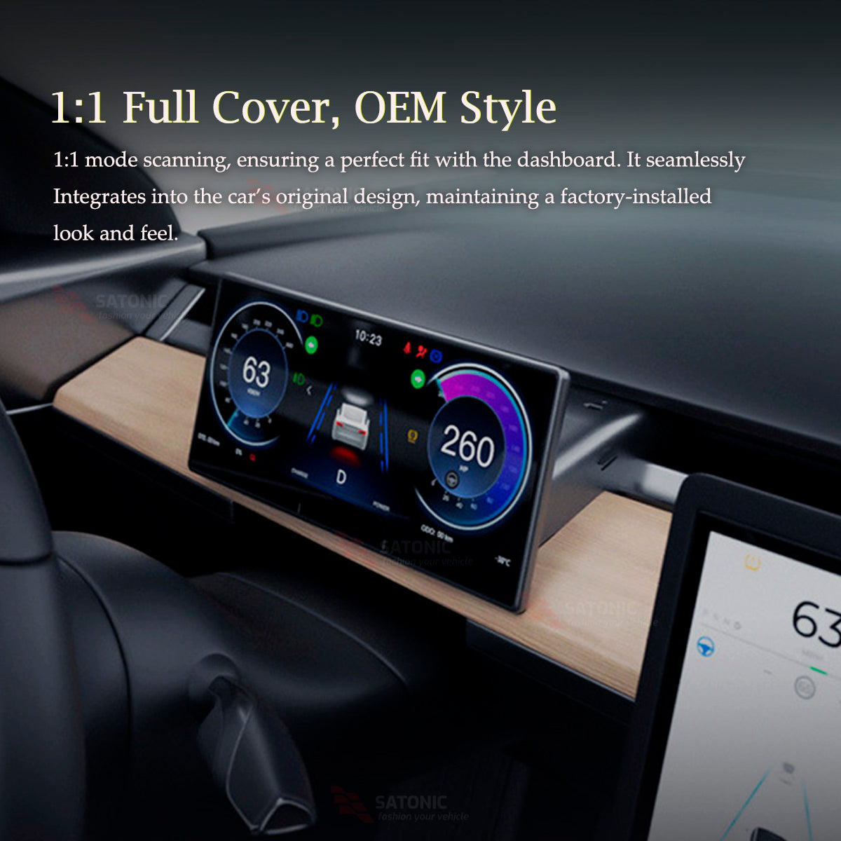 SATONIC 8.9 inch  Instrument Cluster Carplay Dashboard For Tesla Model 3 / Y / Y Juniper
