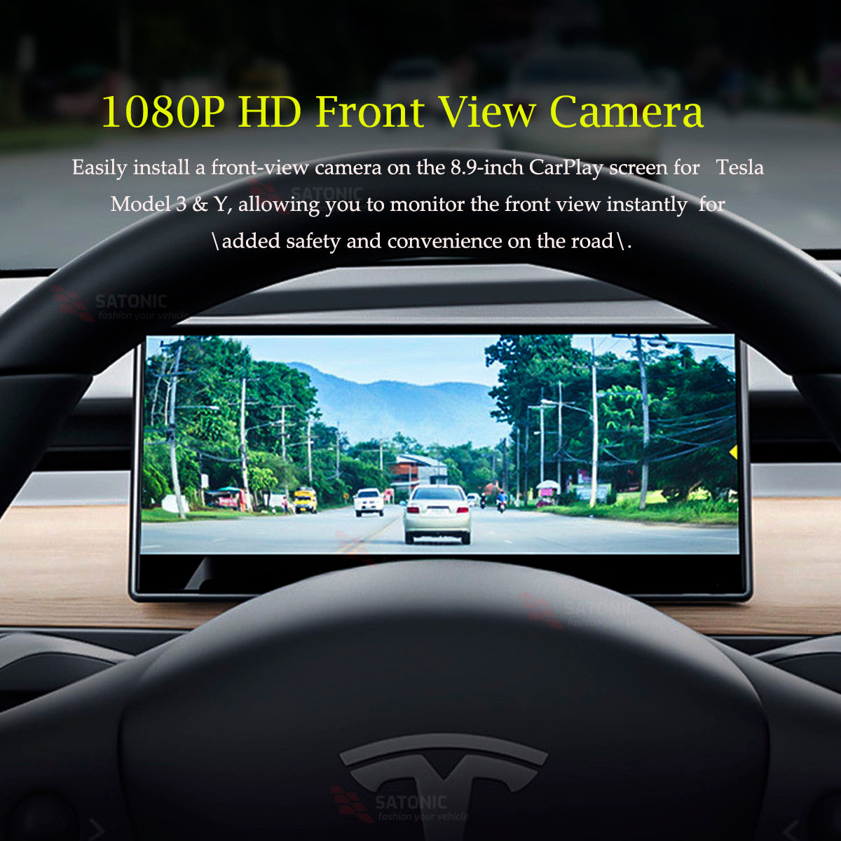 SATONIC 8.9 inch  Instrument Cluster Carplay Dashboard For Tesla Model 3 / Y / Y Juniper