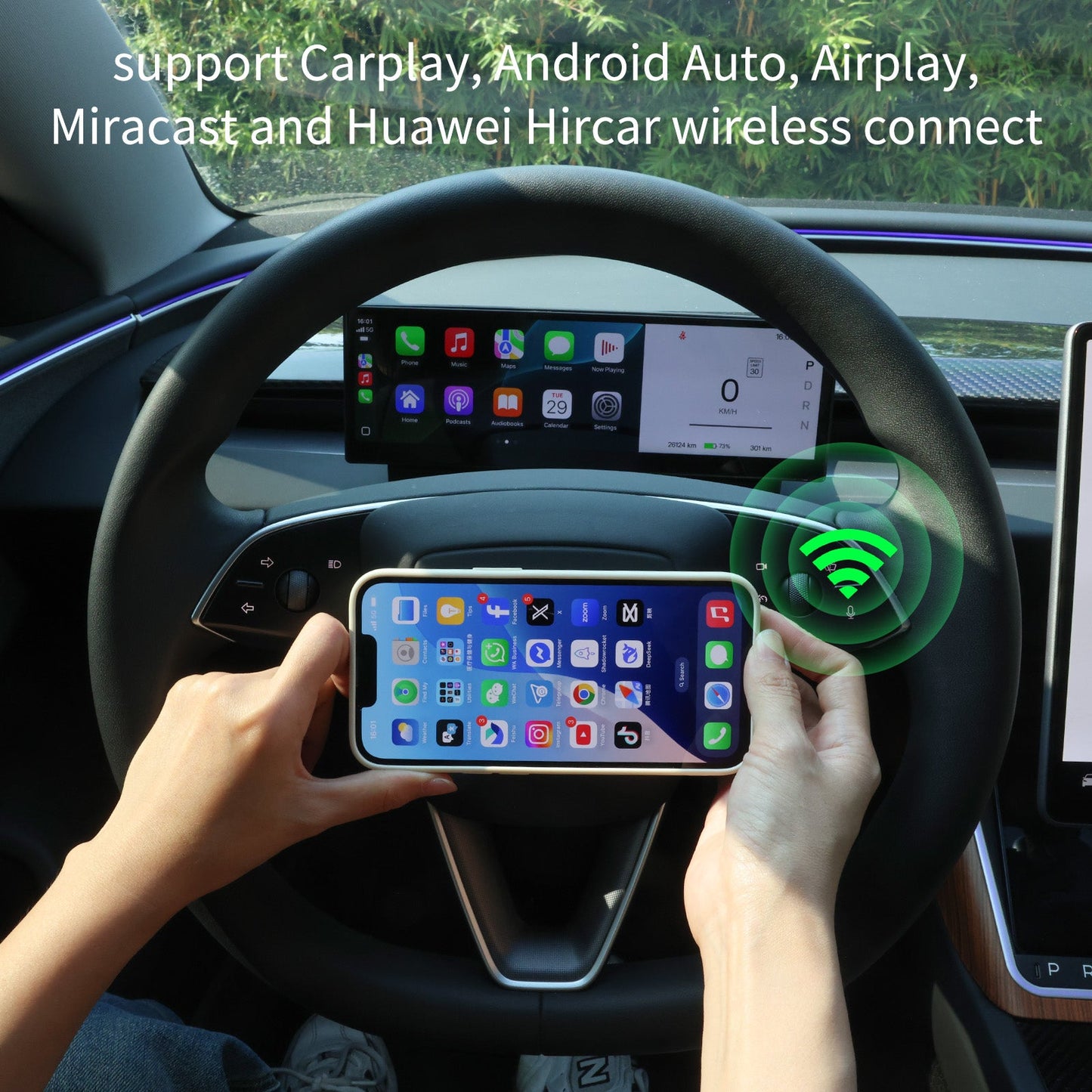 SATONIC 10.88″ CarPlay Screen For Model Y Juniper & Model 3 Highland | Wireless CarPlay & Android Auto