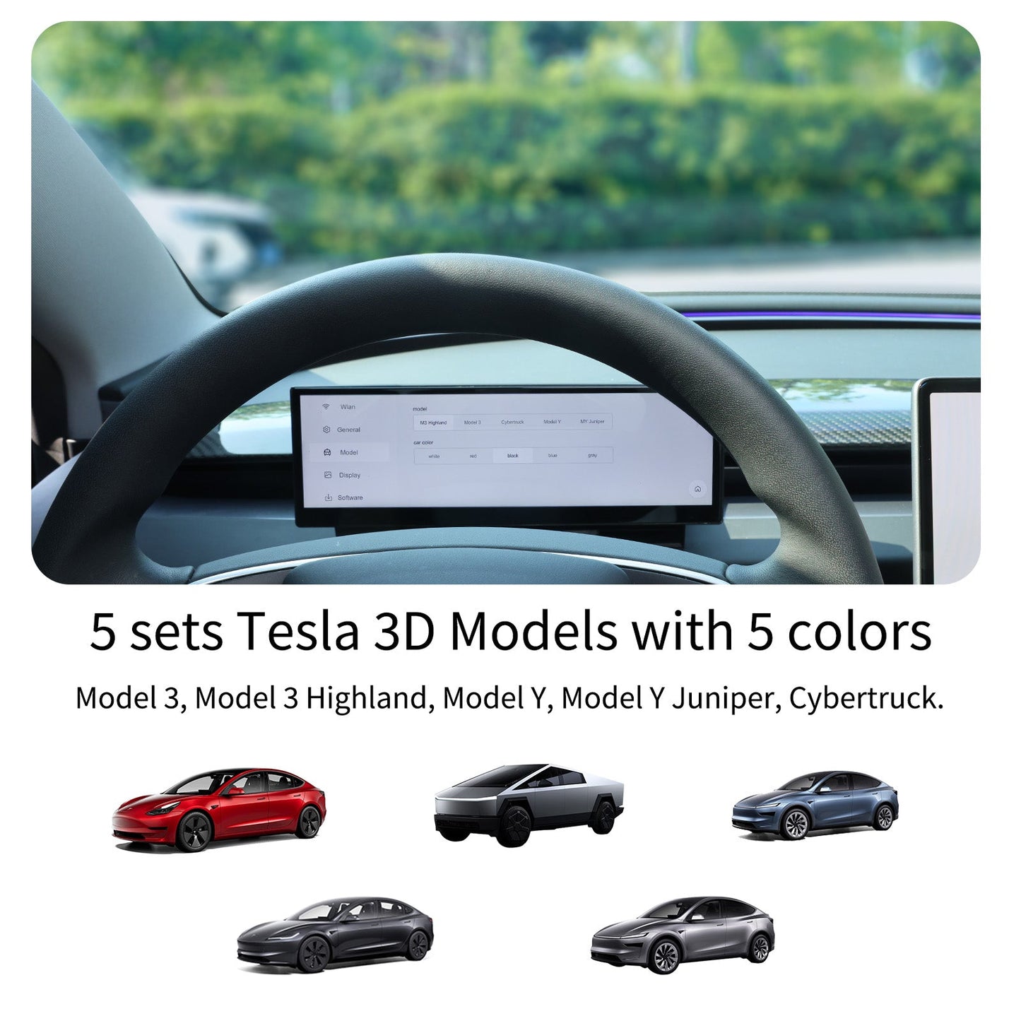 SATONIC 10.88″ CarPlay Screen For Model Y Juniper & Model 3 Highland | Wireless CarPlay & Android Auto