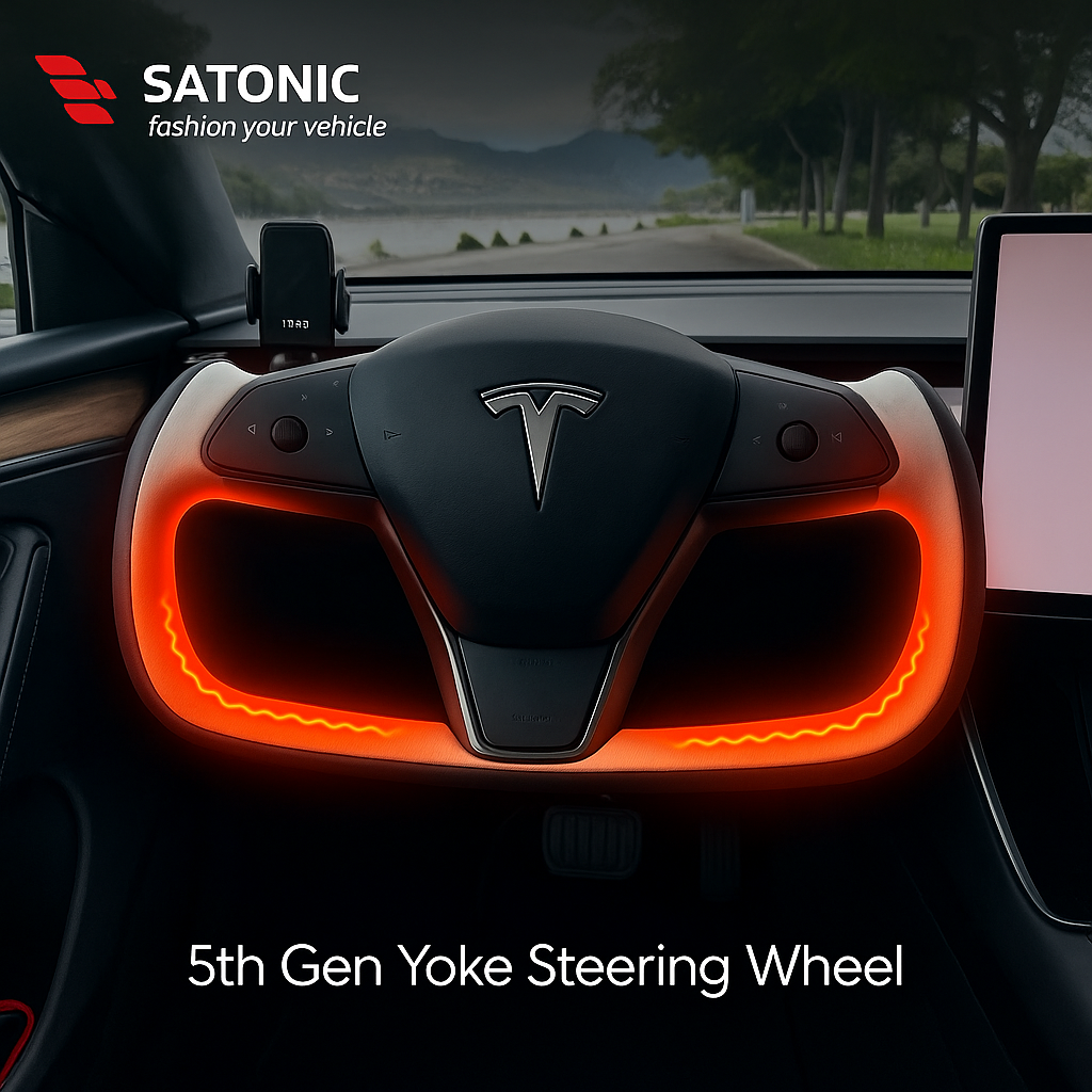 SATONIC 5th Generation Yoke Steering Wheel for Tesla Model 3 & Y Heating– OEM Color Available