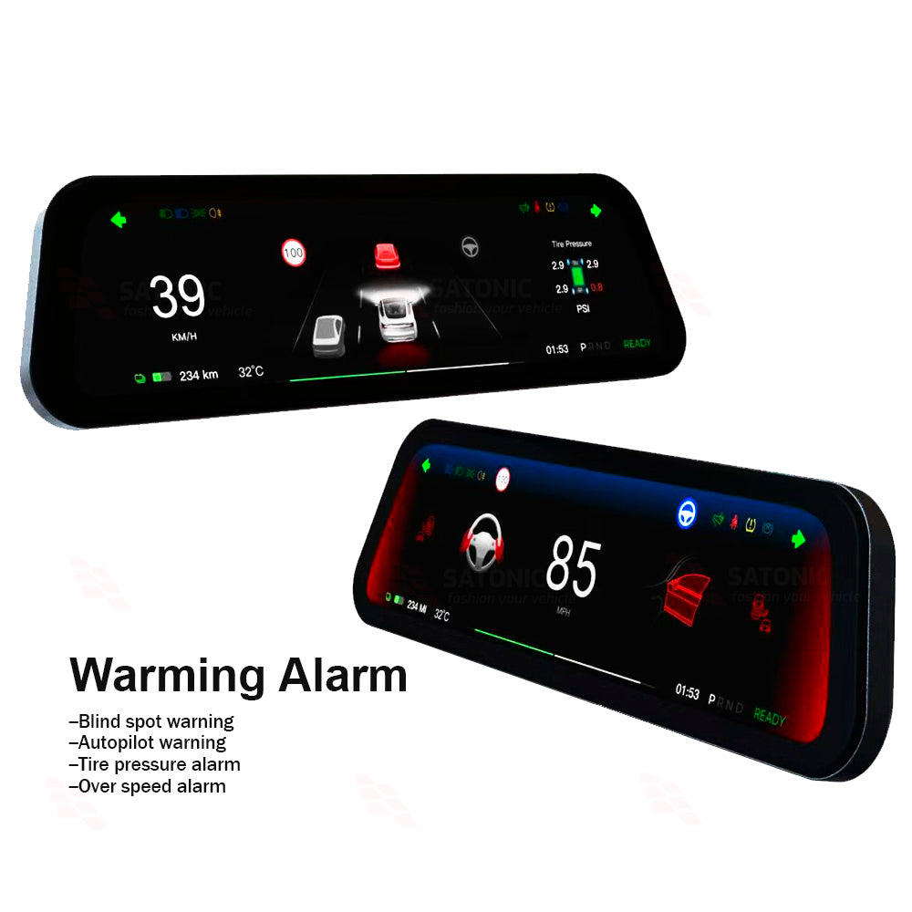 SATONIC 9.6 inch Apple CarPlay/Android Auto Screen for Tesla Model 3/ Y / Highland 3