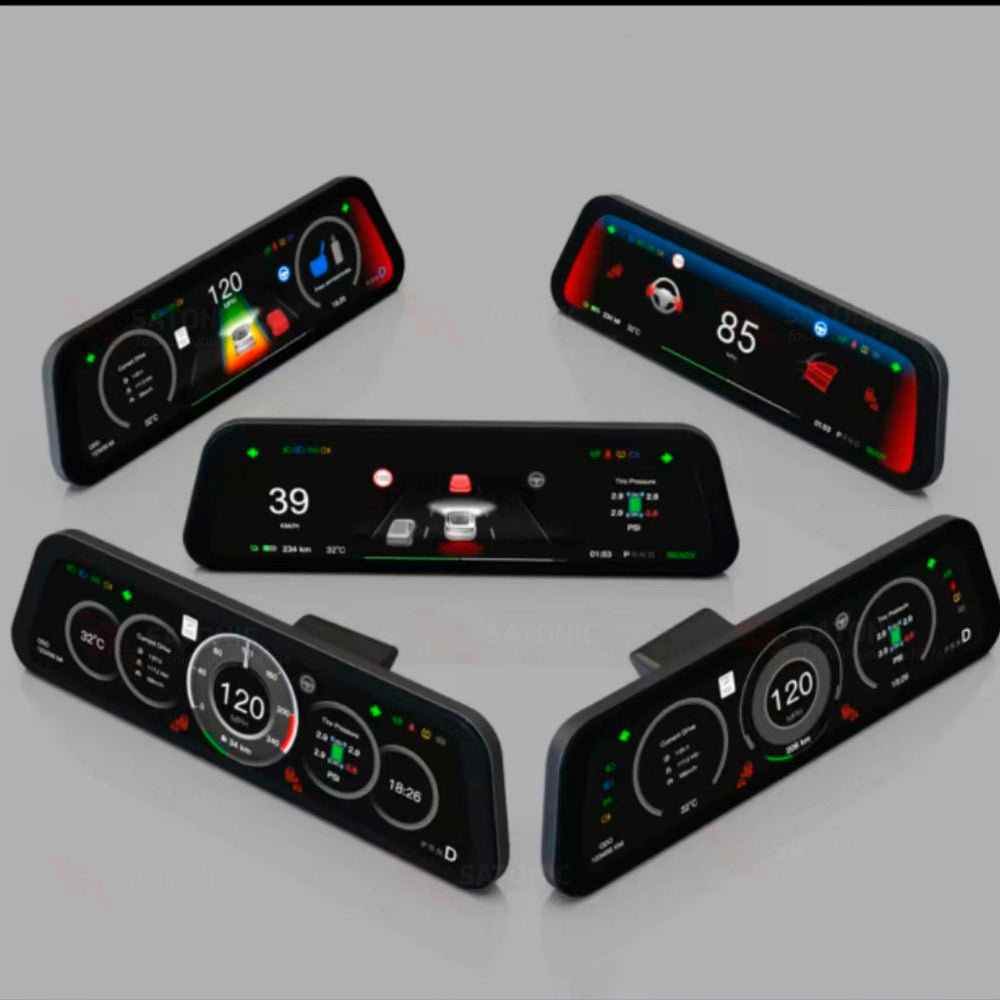 SATONIC 9.6 inch Apple CarPlay/Android Auto Screen for Tesla Model 3/ Y / Highland 3