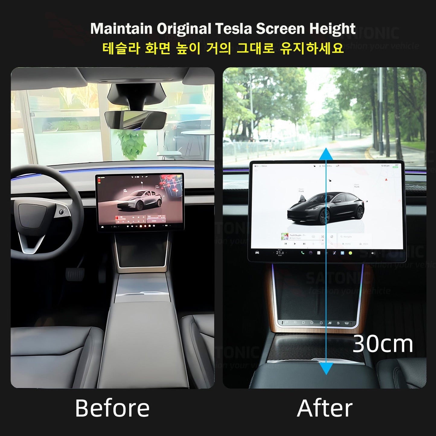 SATONIC V2 Swiveling Screen Mount kits For Tesla Model 3 / Y / 2026 Model Y Juniper – Full Range Up, Down, Left & Right!