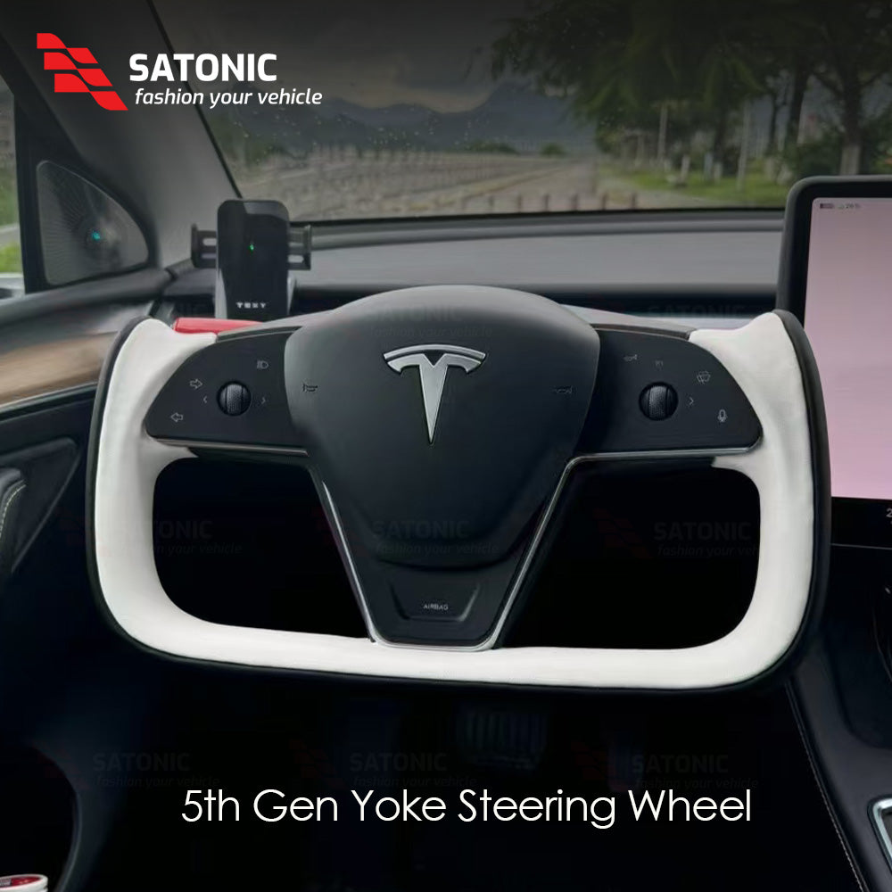 SATONIC 5th Generation Yoke Steering Wheel for Tesla Model 3 & Y Heating– OEM Color Available