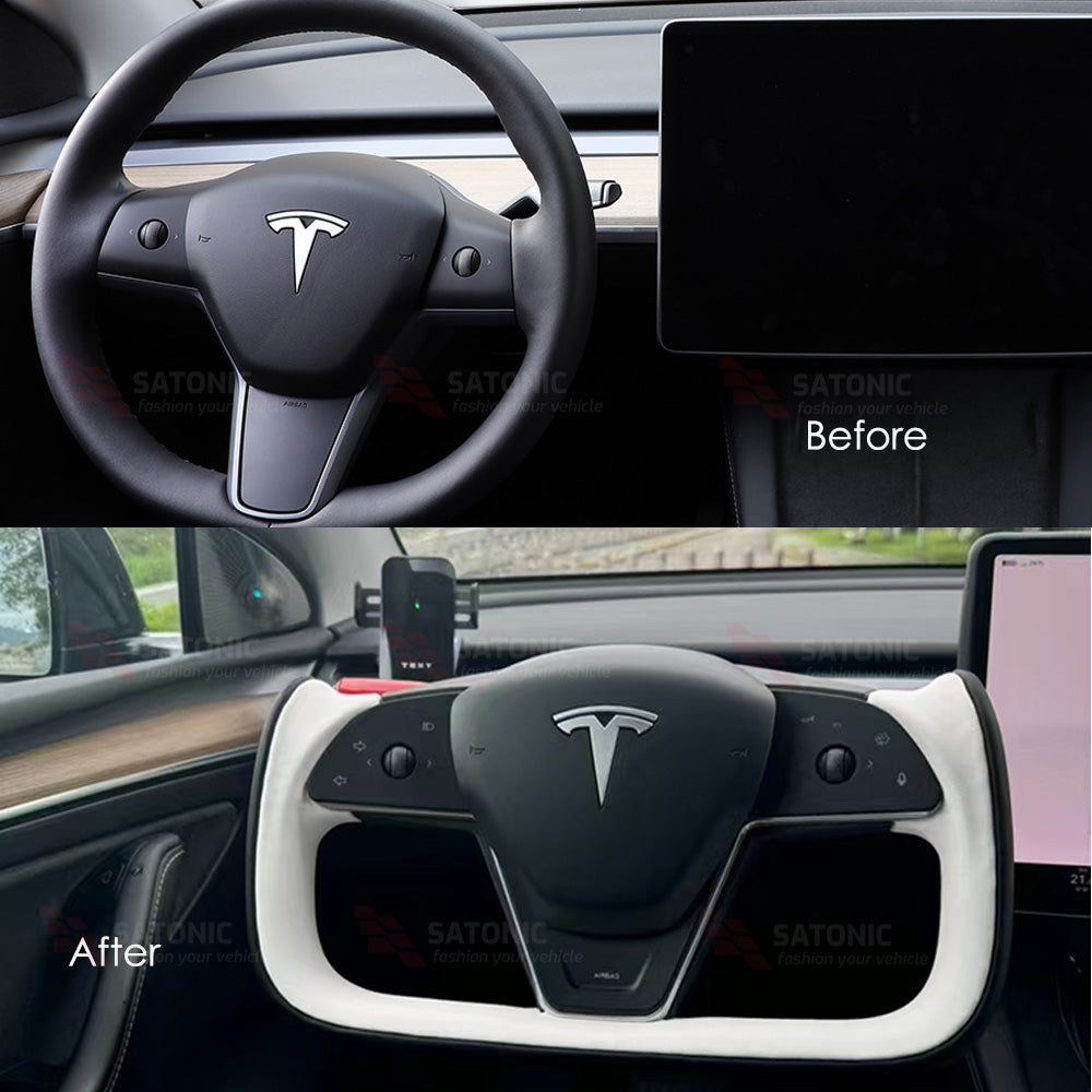 SATONIC 5th Generation Yoke Steering Wheel for Tesla Model 3 & Y Heating– OEM Color Available
