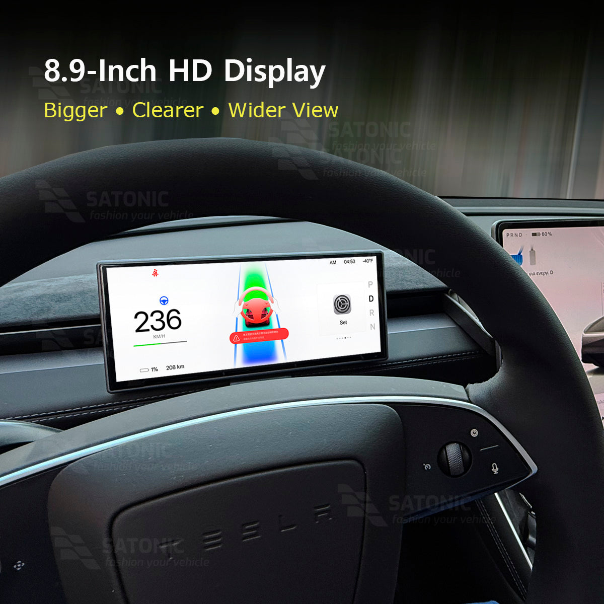 Tesla Model Y Juniper 8.9 inch Carplay Dasbhoard Screen I Free Air Vent I OTA Stalk Options  F9Pro