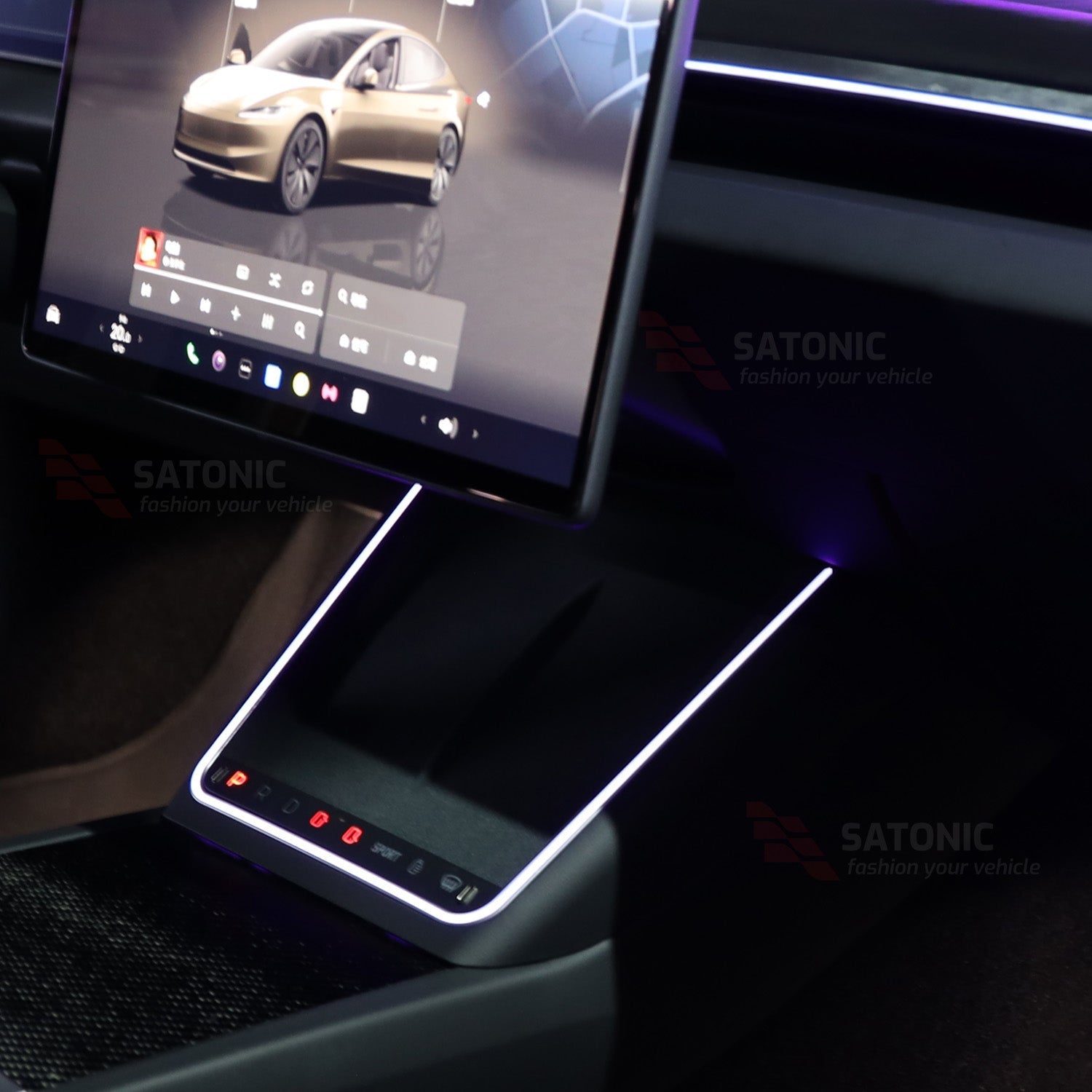 Model 3 Highland Wireless Charger Ambient LED & Physical Buttons - SATONIC