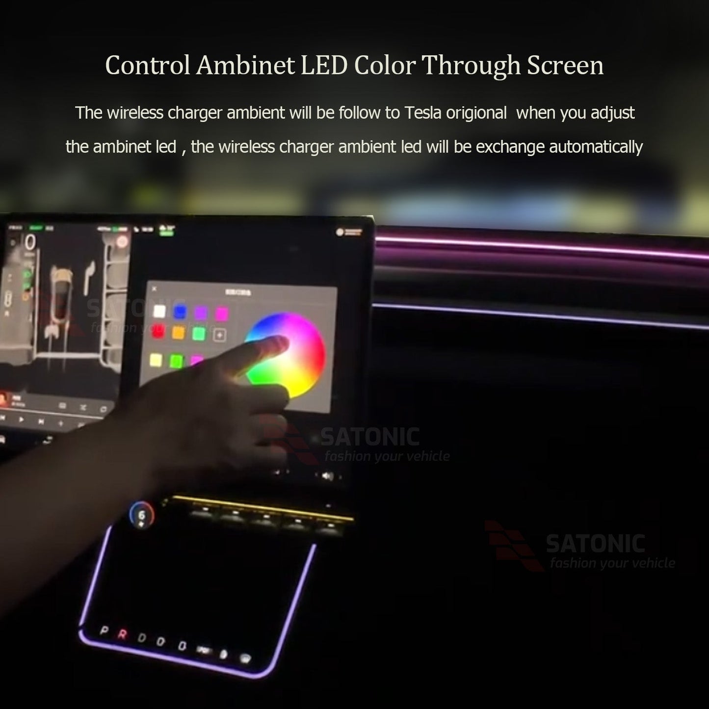 Model 3 Highland Wireless Charger Ambient LED & Physical Buttons - SATONIC